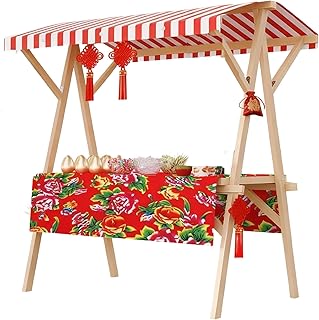 Movable Stall Display Stand Wood Food Cart on Wheels, Outdoor Vendor Cart, Perfect for ​​Farmers Market Stall​​ and ​​Street Food Cart(P,47x23.6in Wheel Model)