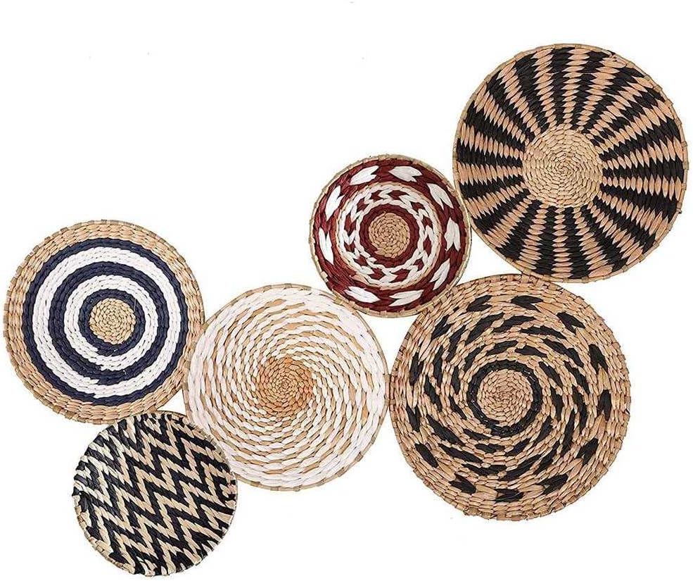 Set 6 Decorazioni Parete In Rattan Con Nappe - Fatto A Mano, Bohémien, Per Soggiorno E Camera - Foto 12