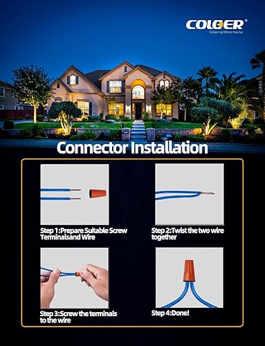 Miniatura 10 de COLOER 20 conectores de cable de bajo voltaje, impermeables, calibre 12-20, iluminación de paisaje, conector de cable impermeable para luces de