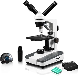 Vision Scientific VME0008-T-RC-DG1.3 Digital LED Microscope, 40xâ€“400x, w/Light Intensity Control, Coarse and Fine Focus, 110V or Cordless Rechargeable Battery, 1.3MP Digital Eyepiece Camera