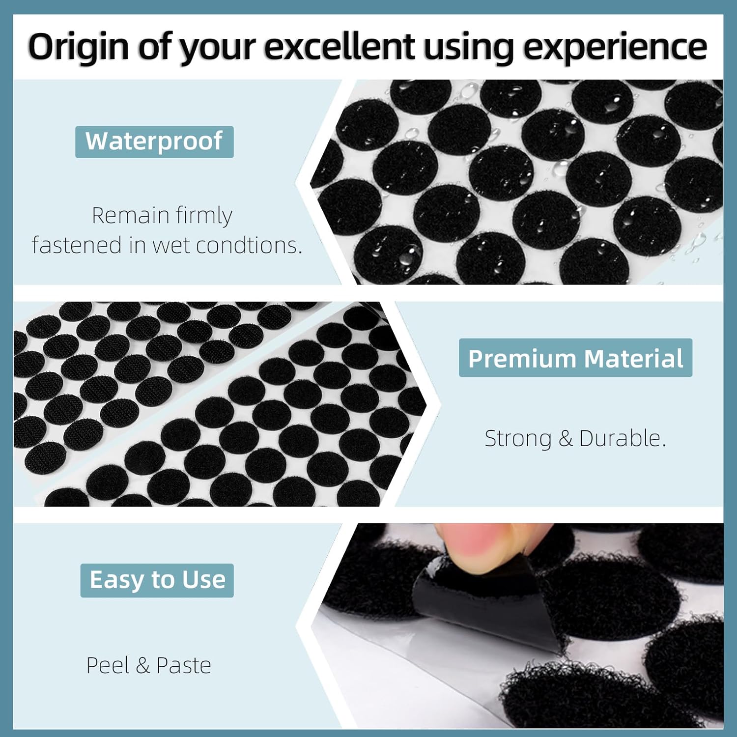 800 PCS Self Adhesive Dots Tape, Large 0.79 inch Diameter Hook and Loop Dots, Premium Nylon Sticky Back Coins for Home, School, Office, DIY (Black)