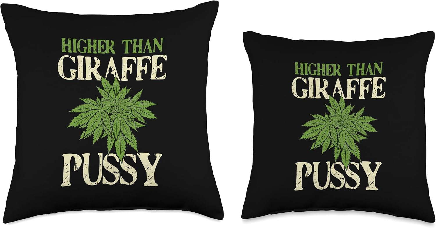 Higher Than Giraffe Weed Cannabis Marijuana 420 Stoner Gift Throw Pillow
