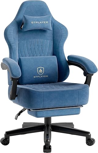 GTPLAYER Silla de juegos grande y alta con reposapiés, sillas de videojuegos de asiento extra anchas para adultos, silla reclinable ergonómica