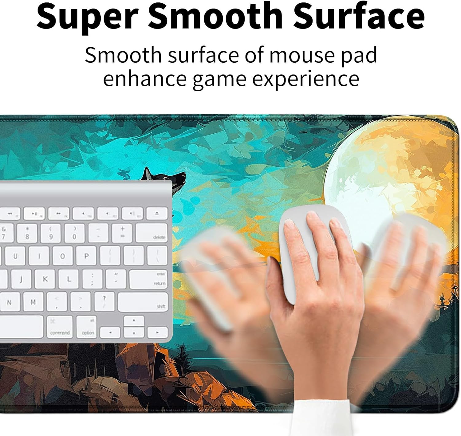Card Mat for MTG & TCG Playmat Mouse Pad,24" x 14" Game Mat for MTG RPG CCG Trading Card Game Playmats Table Mat Perfect for Card Games Video Games Computer Office,Wolf Moom