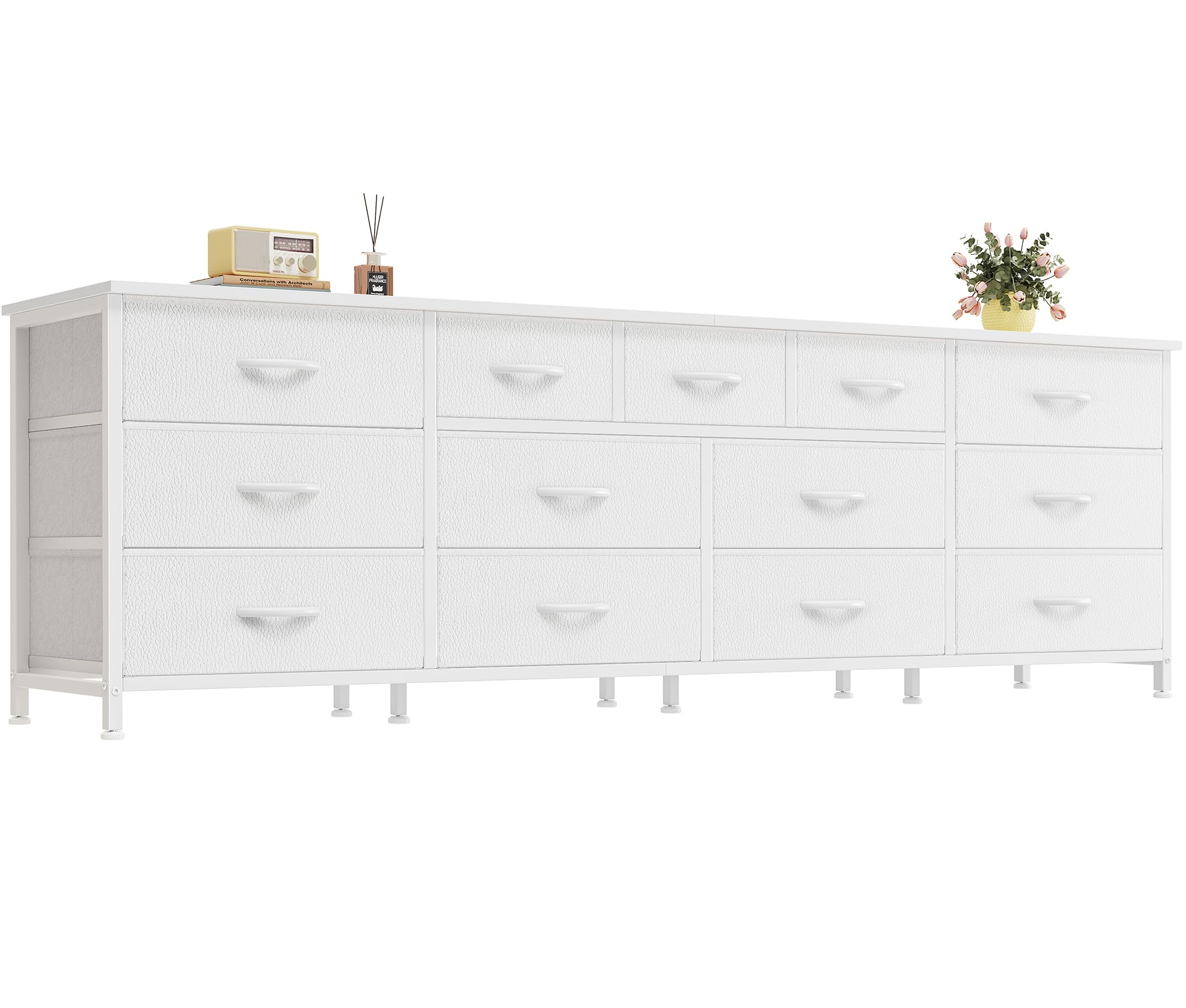 Amazon.com: Huuger 70 Inch White Dresser for Bedroom, TV Stand for 65, 75,  80 Inch TV, 13 Fabric Drawer Long Dresser, Wide Chest of Drawer, Storage  Units for Bedroom : Home & Kitchen