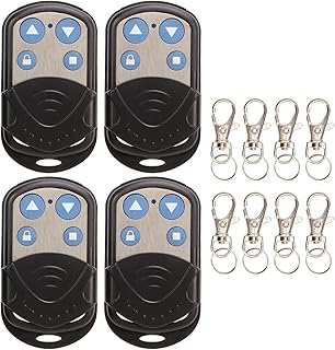 Aramox 433MHz Garage Door Remote, 4Pcs 433MHz Garage Door Opener Waterproof Cloning Remote Control with Keychains for Electric Rolling Doors Gates