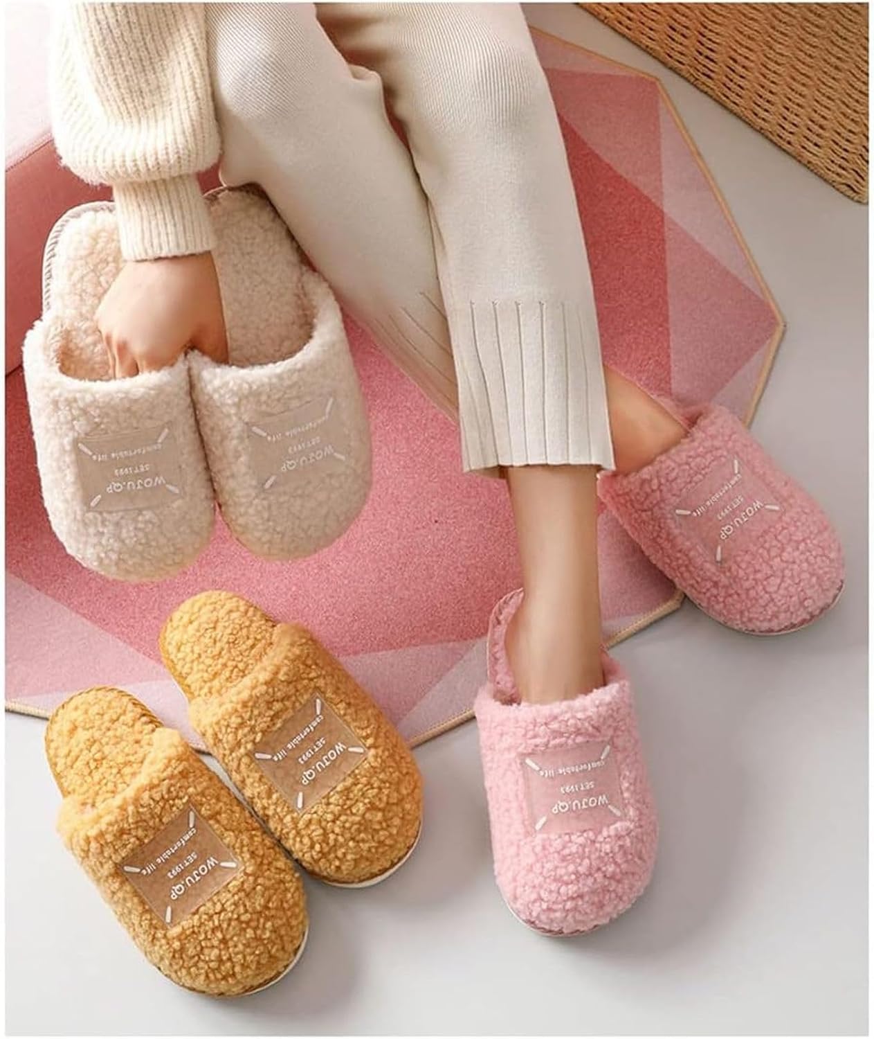 [ZKYSO] ルームシューズ あったか スリッパ ファー付き もこもこ 秋冬 レディース メンズ おしゃれ 北欧 滑り止め 軽量