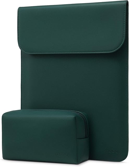 MOSISO Laptop Sleeve Compatible with MacBook Air 13 inch M2 M1 A2681 A2337 A2179 A1932 2018-2023/Pro 13 M2 M1 A2338 A2251 A2289 A2159 A1706 A1708, Faux Suede Leather Case with Small Bag, Peacock Green