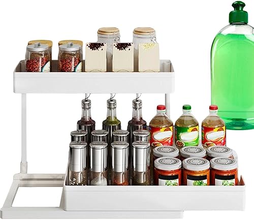 Miniatura 9 de Xuyuan Under Sink Storage Rack - 2 Tier Bathroom Cabinet Organizer Drawer,Under Sink Shelf Rack, Kitchen Organization Cabinet Storage Bath Counter