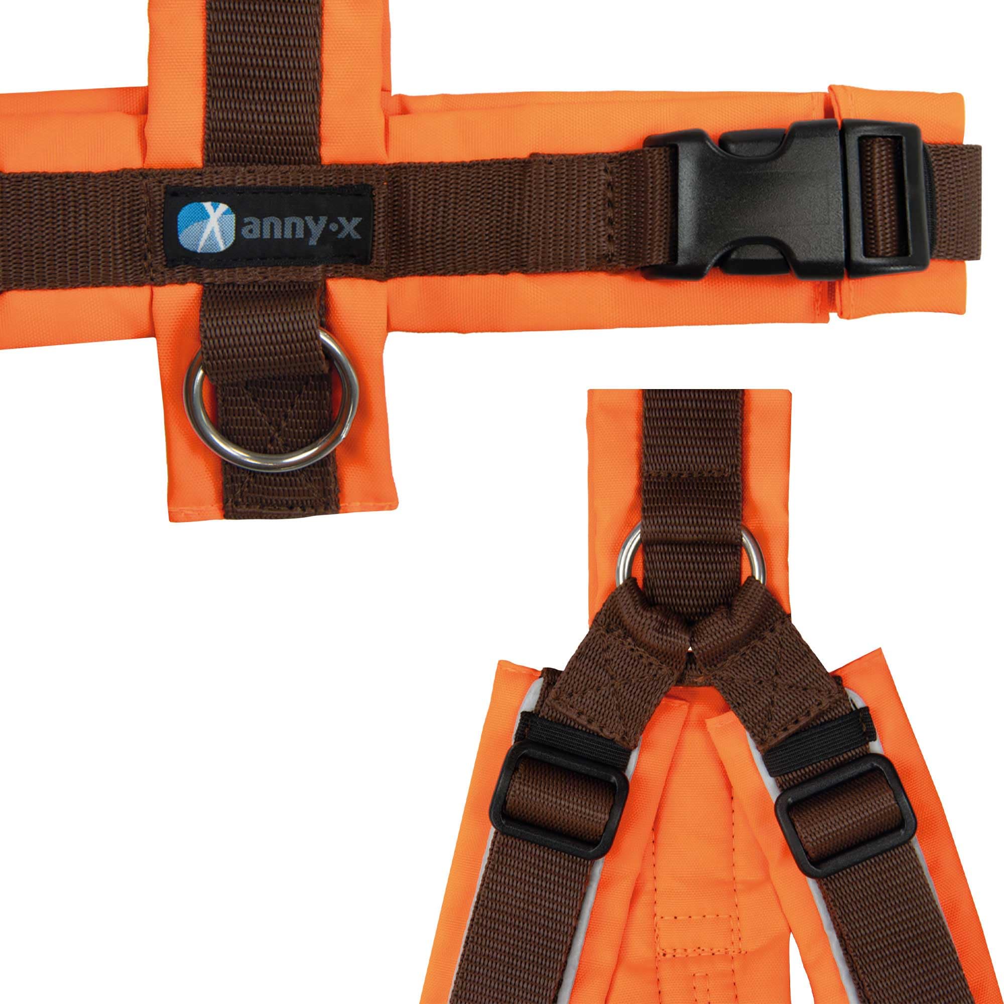 ANNYX Brustgeschirr Protect - Leuchtorange/braun Gr. M