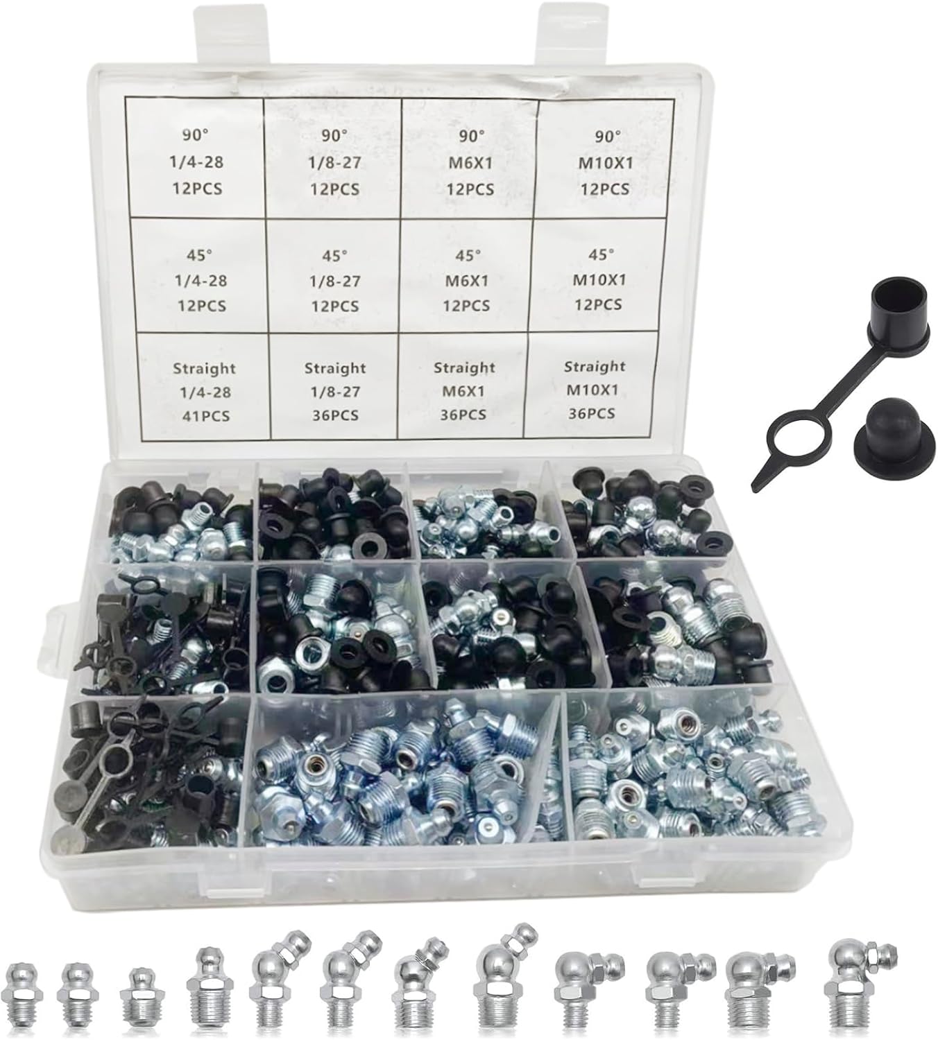 boatsea 490Pcs Grease Fitting Assortment Kit, SAE&Metric