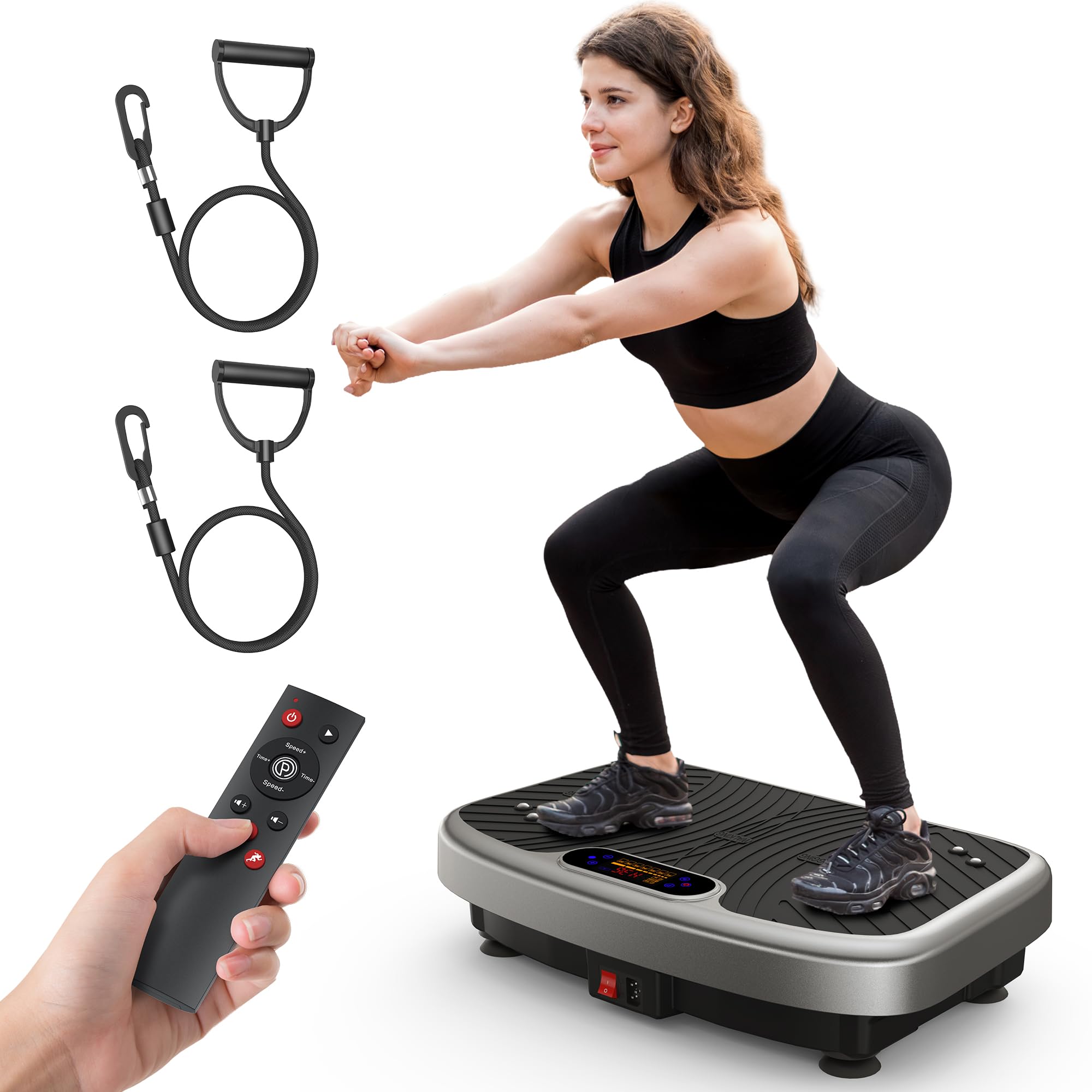 Vibration Plate Exercise Machine, Vibration Platform for Lymphatic Drainage, 200 Adjustable Speeds Power Shaping Vibrating Plate Helps Weight Loss, Shaping, Max Weight 450 Lbs