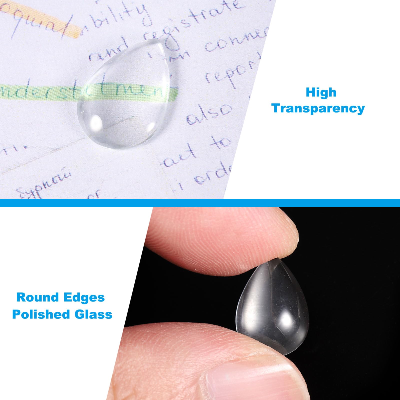 PATIKIL Transparent Glass Cabochons, 100Pcs 10x14mm Drop Shaped Glass Dome Tiles for Photo Pendant Jewelry Making Clear - Image 4
