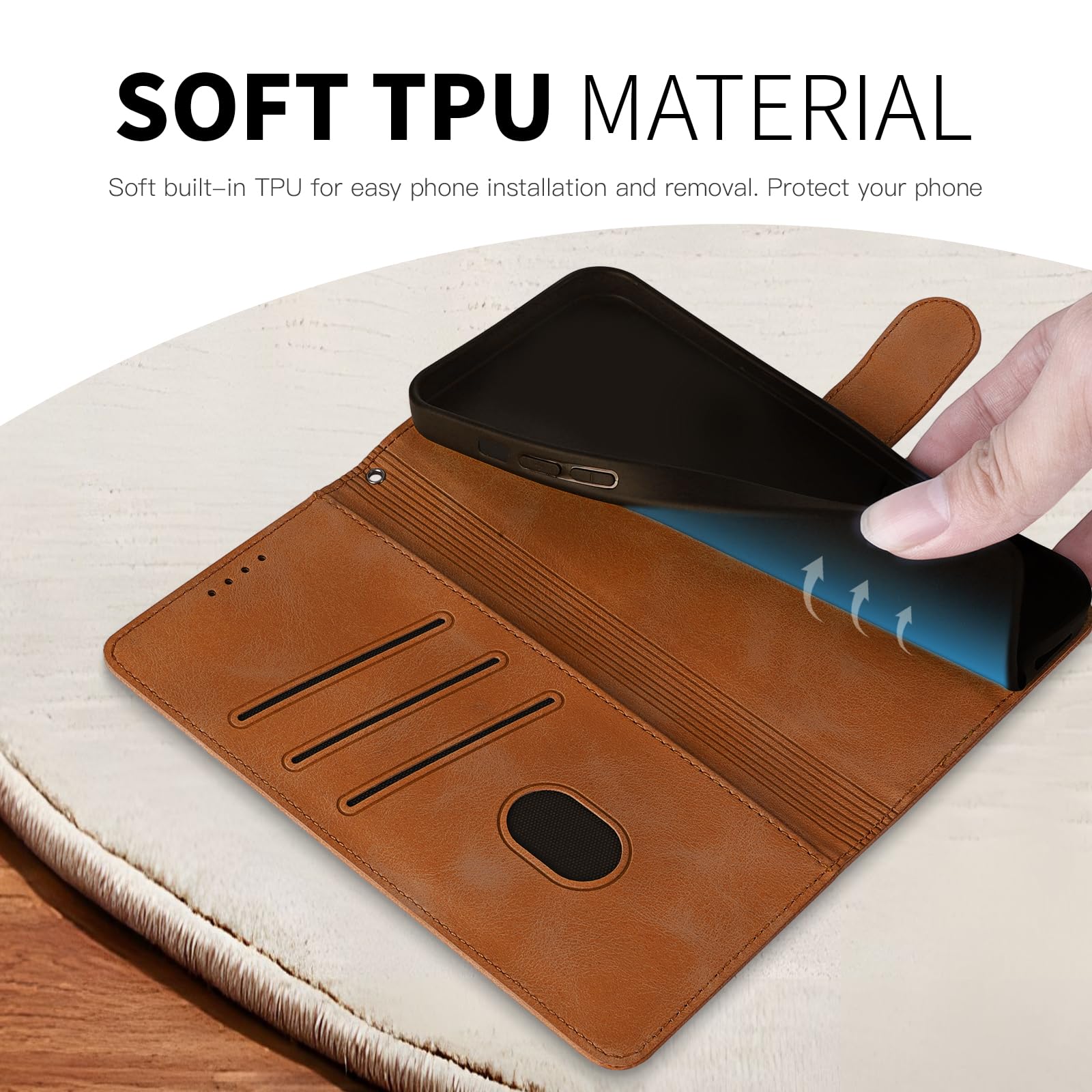 Rostsant Flip Case for Xiaomi 14T, Brown, PU Leather + TPU Silicone, Flowers, Stand, Glossy, Dandelion - Image 3