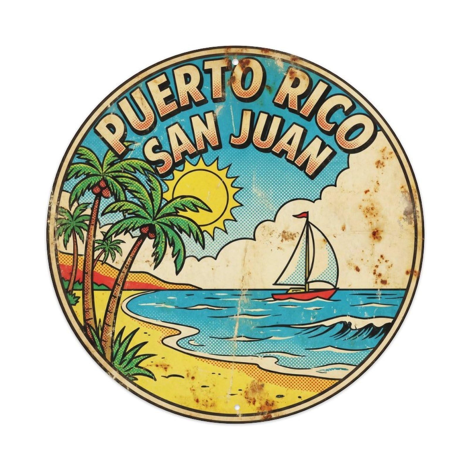 Puerto Rico San Juan Seaside Scenery Retro Graphic Metal Tin Sign