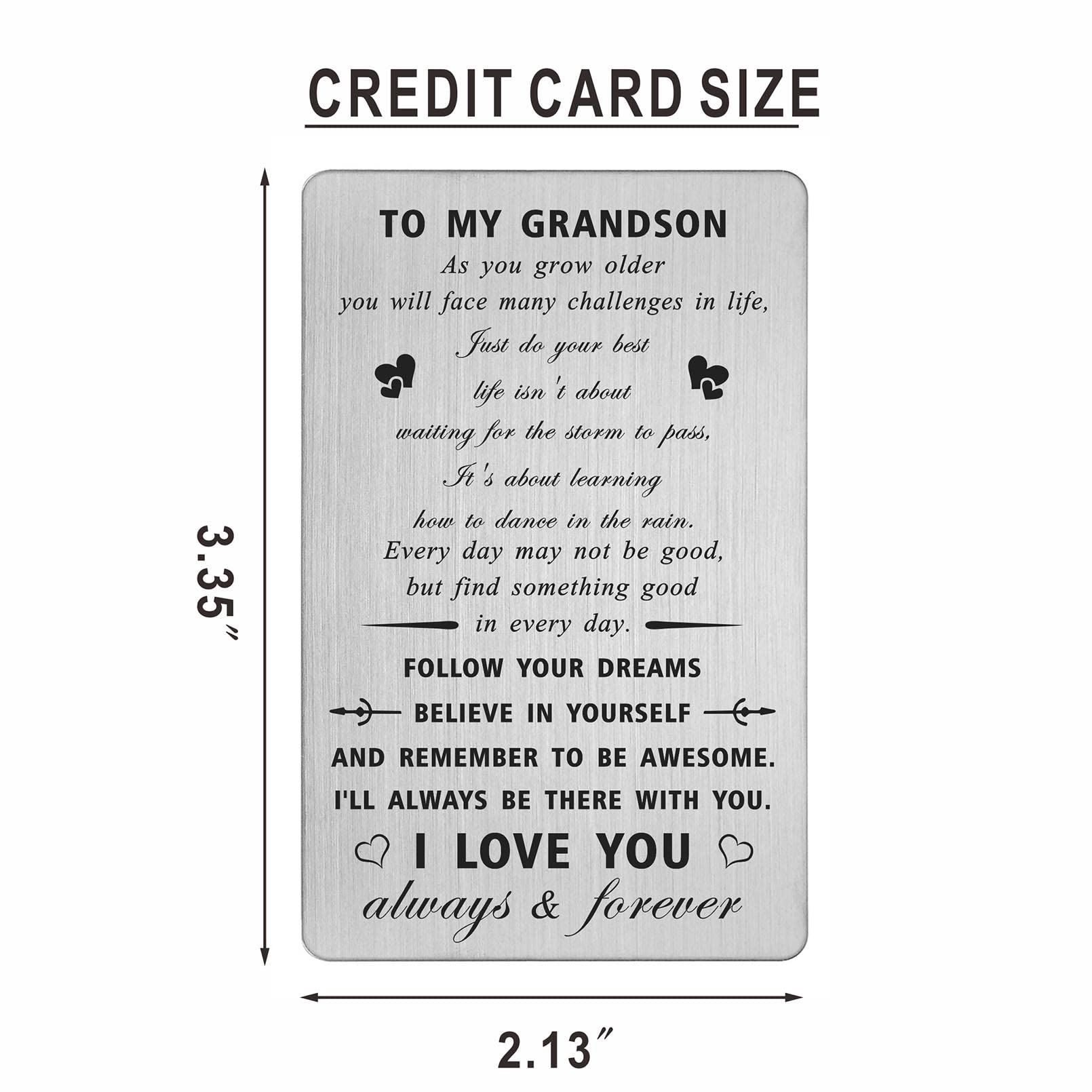 CPLJW Grandson Birthday Card Gifts - Never Forget I Love You - Grandson Birthday Graduation Wallet Card Gifts from Grandma Grandpa
