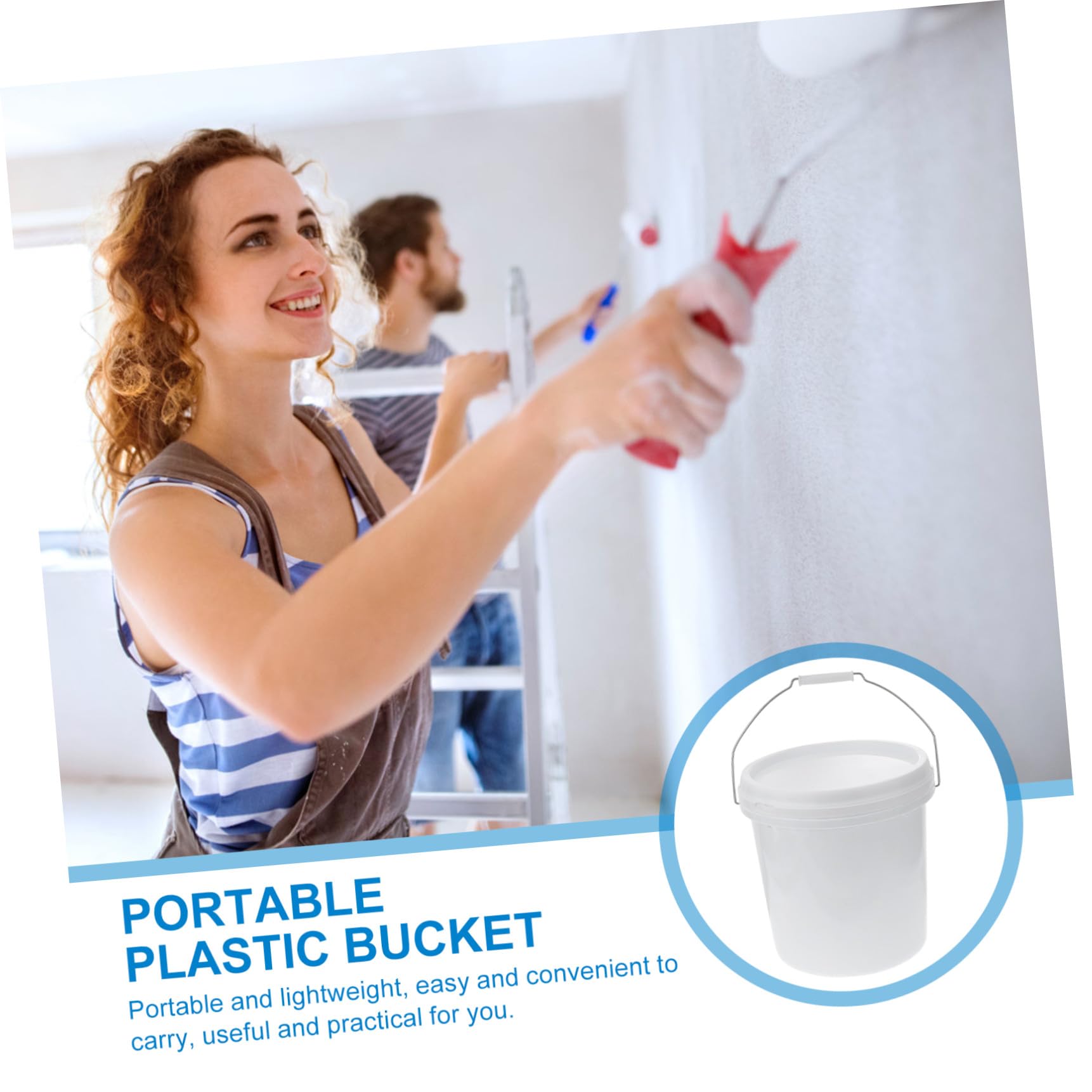 Mikinona Seau Hermétique en Plastique Blanc 10L, Seau Portatif Robuste pour Eau et Produits de Nettoyage, Usage Maison, 3 Gallons