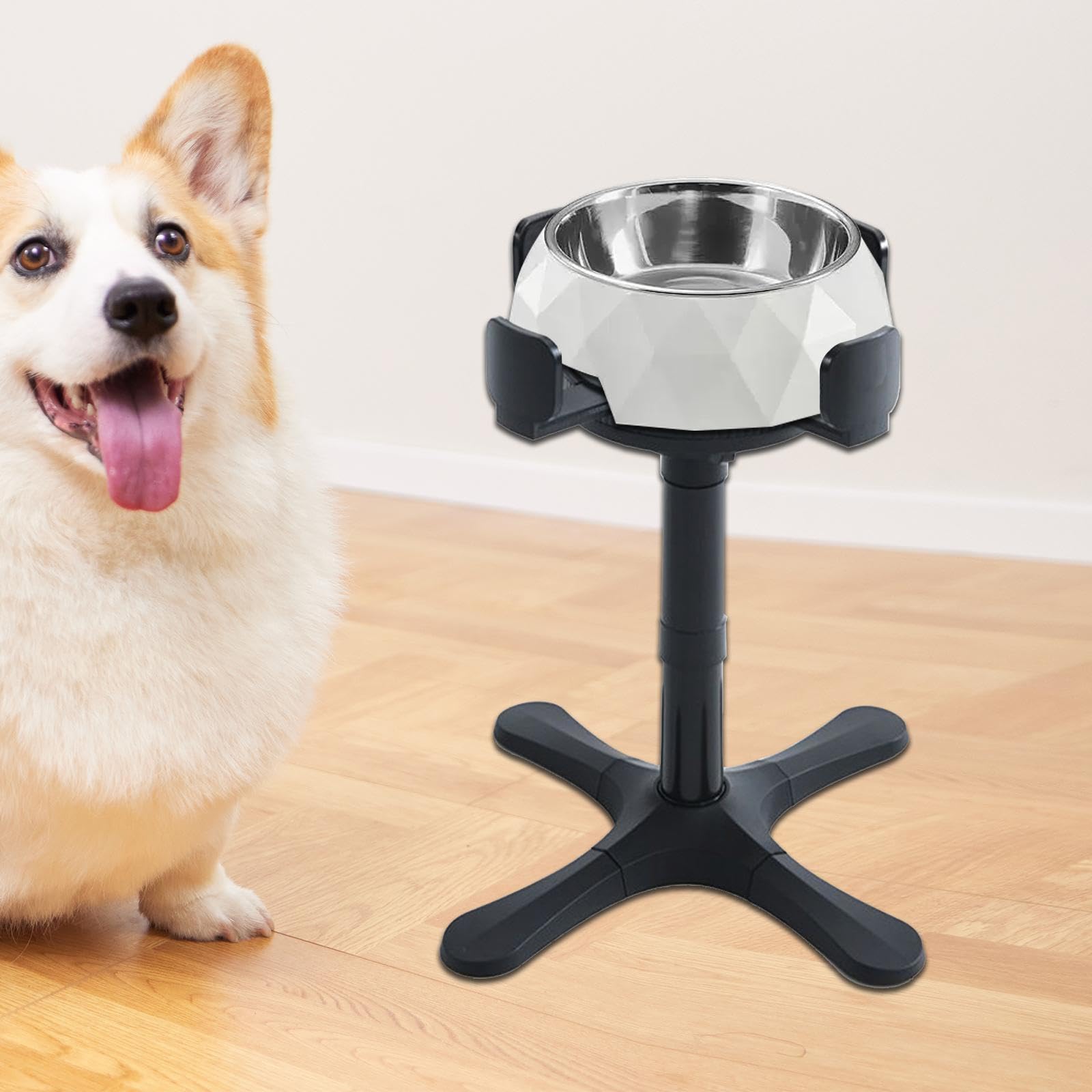 Cuenco Elevado para Perros con Soporte Regulable en Altura Y Ancho, Ideal para Razas Grandes, Medianas Y Pequeñas, 1 PC