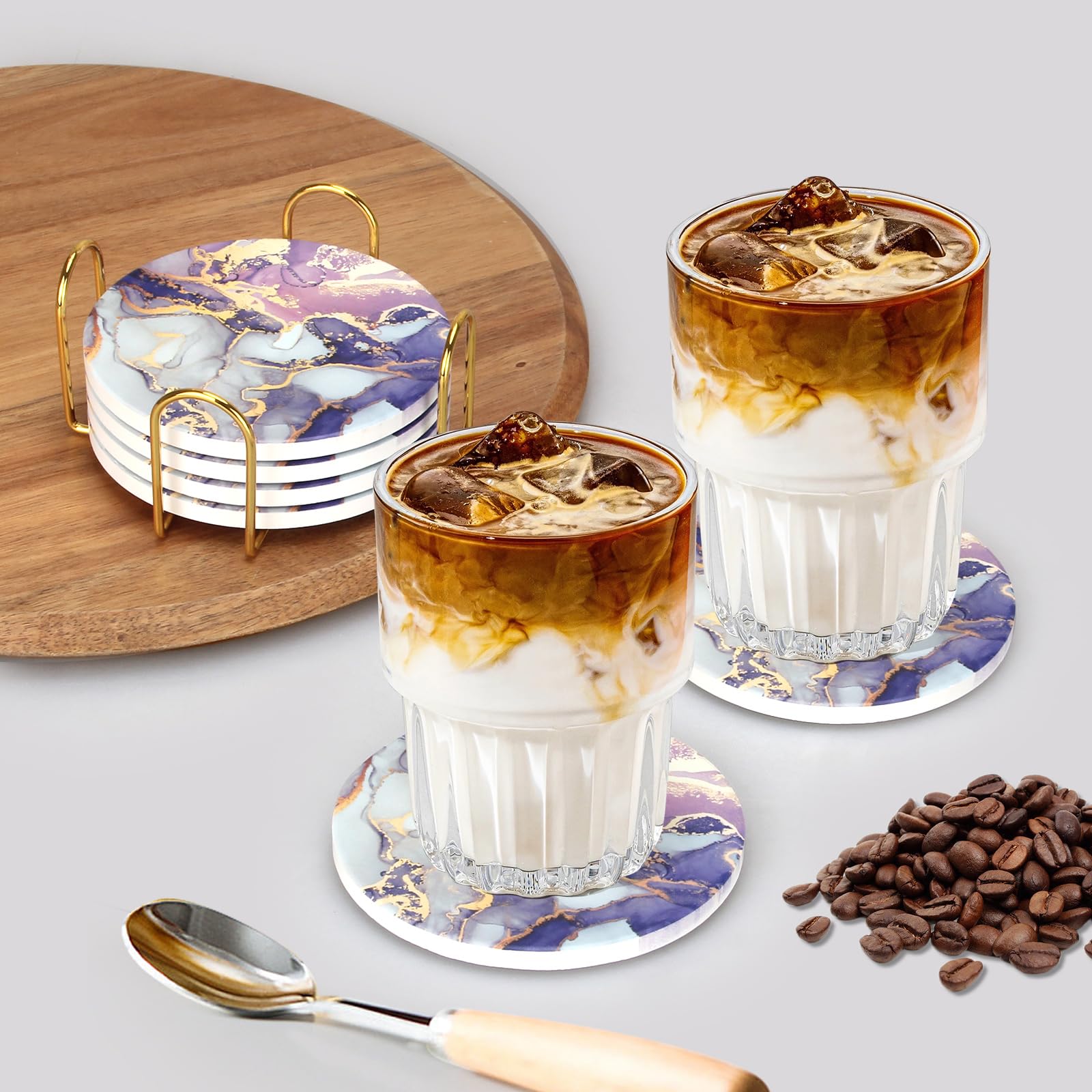 Lot De 2 Dessous De Verre En Galets Absorbant L'Eau, Dessous De Verre