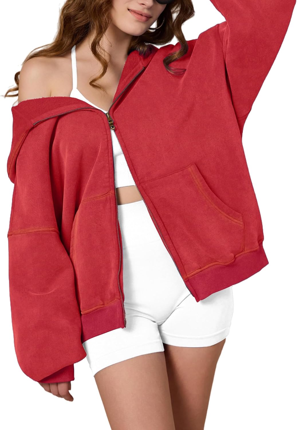 FAIABLE Mens Womens Double Zip Up Hoodie Oversized Acid Wash Hoodie Heavyweight Fleece Cotton Zipper Sweatshirt Vintage - Image 3