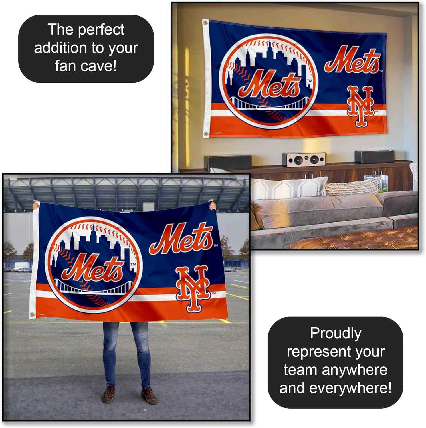 WinCraft New York Mets Logo Insignia 3x5 Foot Grommet Banner Flag - Image 5