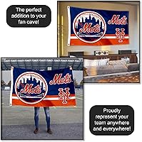 Vista 5 de WinCraft Bandera con logotipo de los New York Mets de 3 x 5 pies con ojal