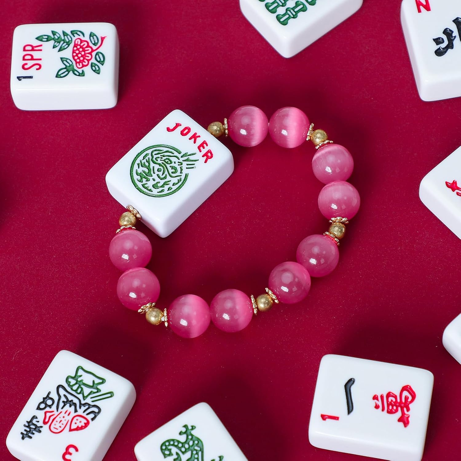 Jongyance American Mahjong Accessory with A Joker Tile for Mahjong Lovers, Fits Wrist Sizes Ranging from 5.7 to 7.25 Inches