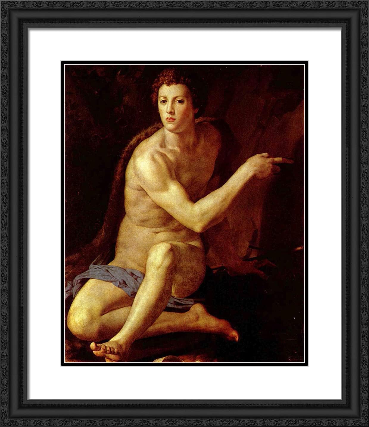 ArtDirect Bronzino, Agnolo 20x23 Gold Ornate Framed Art Print with Double Matting Titled: Saint John the Baptist