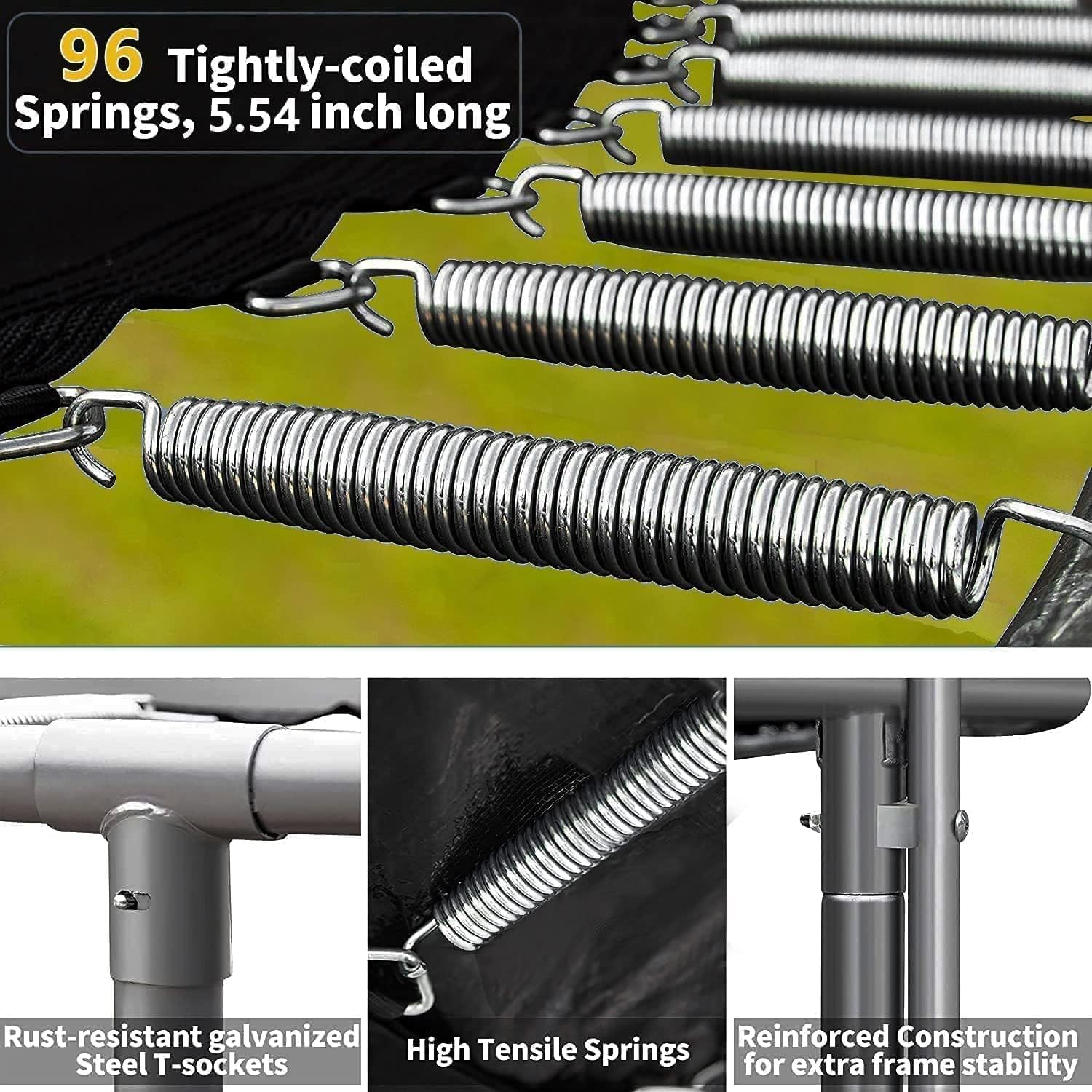 Goujxcy 12FT 14FT 15FT 16FT Trampoline for Kids Adults, 1500 LBS Outdoor Trampolines with Basketball Hoop, Lights, Sprinkler, Enclosure, Ladder, Recreational Bounce Backyard Jumping for Kids Teens