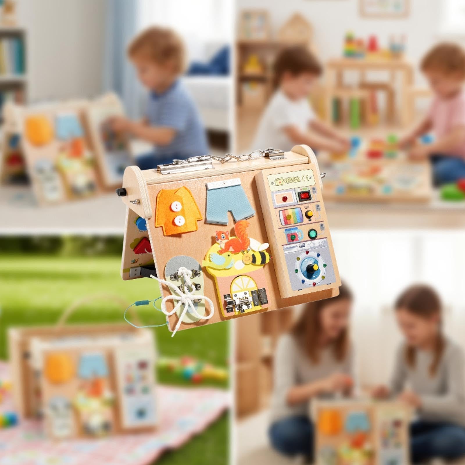 Aktivitätsbrett Aus Holz – Lern Und Sinnesbrett für Kinder von 1 bis 3 Jahren