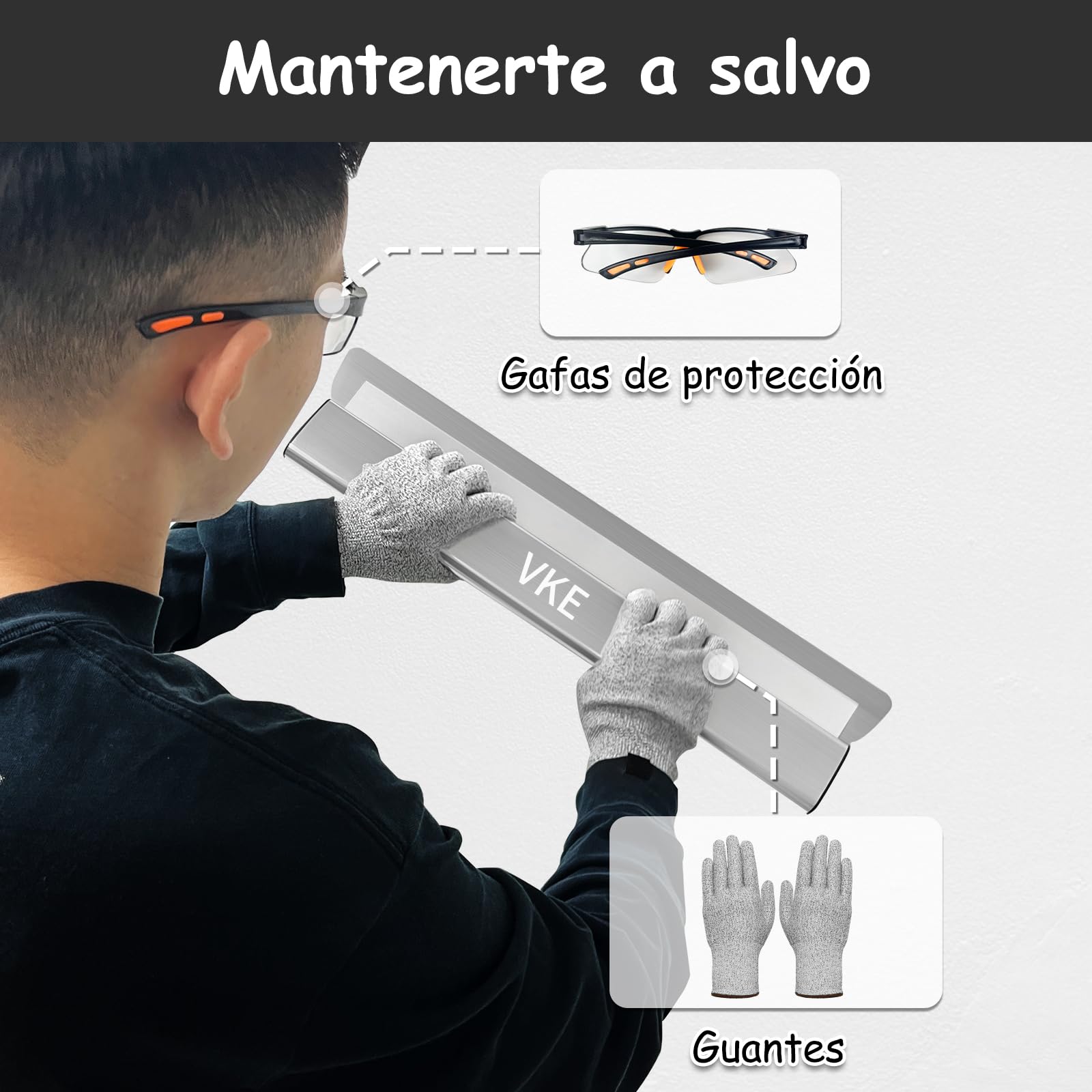 VKE Juego de Espatulas 30/50/80 cm con Cuchillas intercambiables y Maletín | Mango de Aleación de Aluminio con Pértiga Telescópica de 2,1 m y Cepillo de Rodillo para Enlucir Paredes y Techos