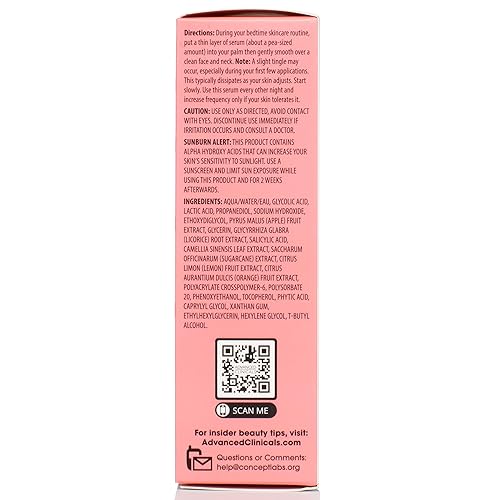 Miniatura 9 de Advanced Clinicals Suero de cáscara glicólica  tratamiento de ácido salicílico Fórmula suave con ácido glicólico al 10 se dirige a líneas finas