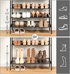 HOOBRO Shoe Rack, 5-Tier Shoe Storage Unit Flat & Slant Adjustable Shoe Organizer Shelf for 16 Pairs, Durable and Stable, for Entryway, Hallway, Closet, Dorm Room, Industrial, Rustic Brown BF01XJ01