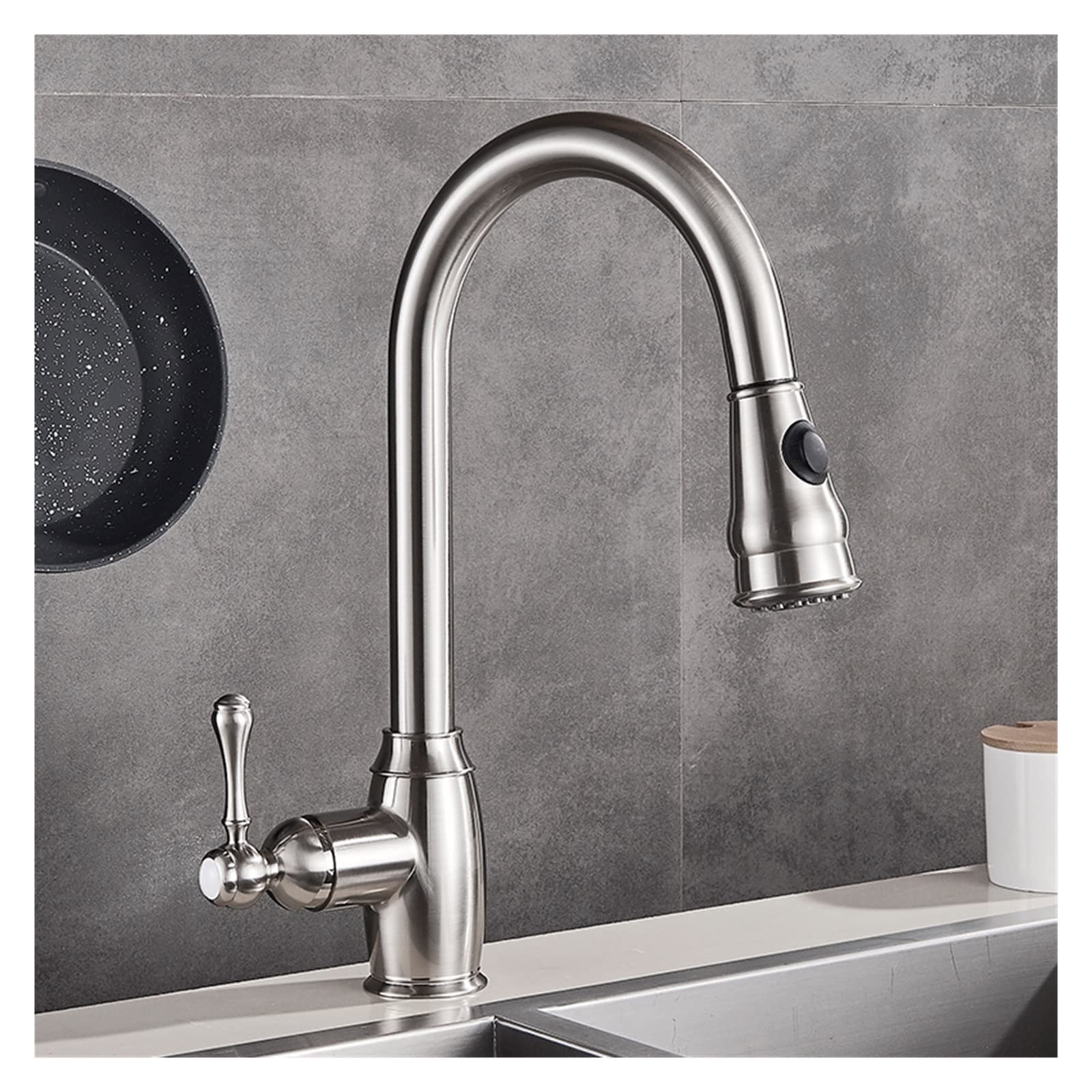 Robinet de cuisine extractible 2 voies avec jet réglable et rotation 360
