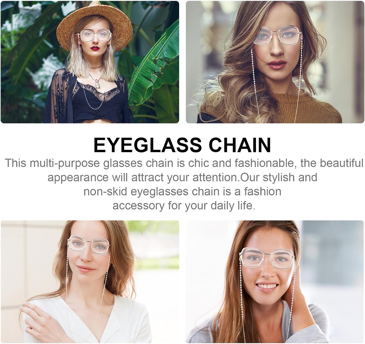 Alipis 2pcs Women’s Pearl Bead Glasses Necklace Chain Eyewear Retainer Strap Gold Color Eyeglass Holder for Sunglasses and Reading Glasses