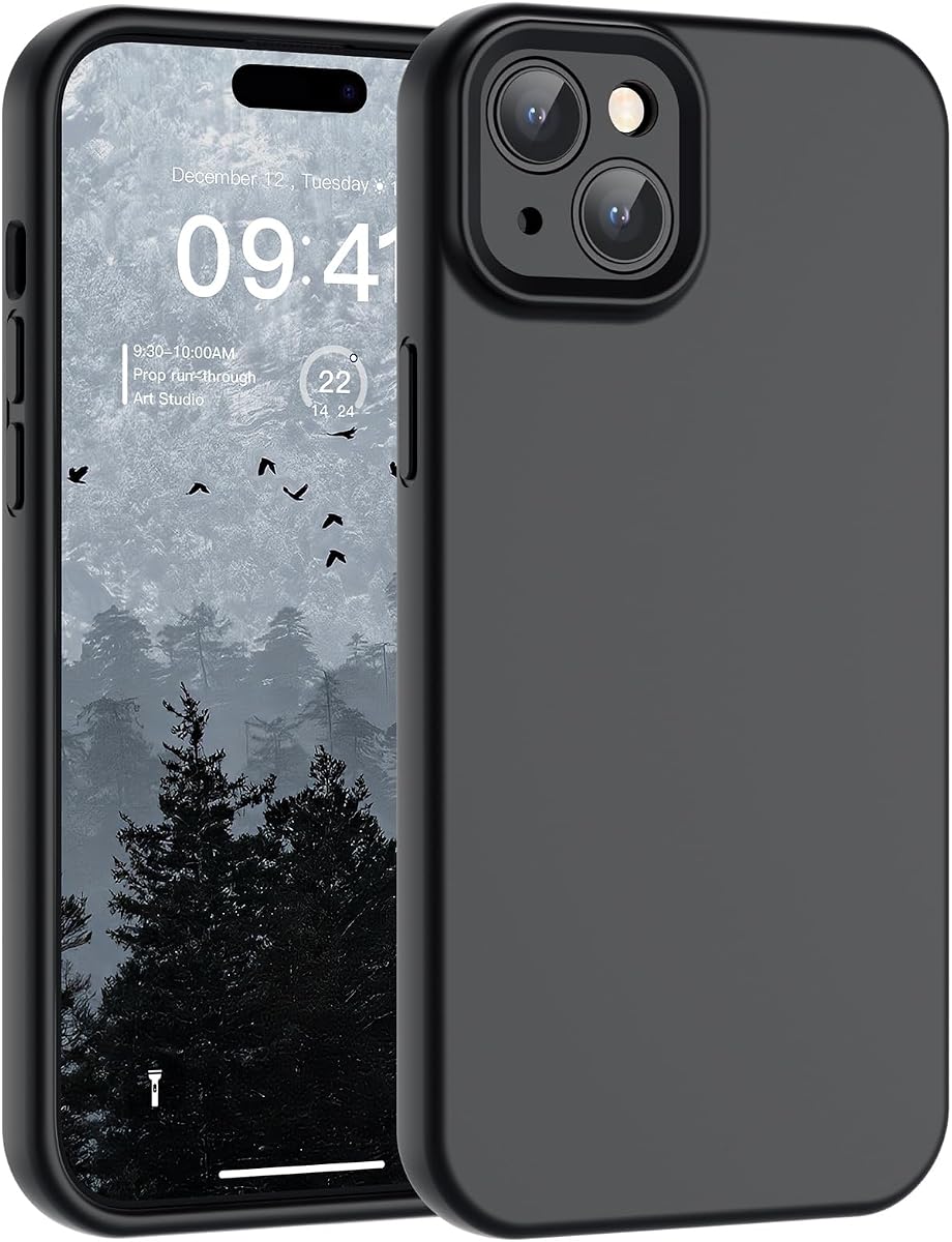 SUPFINE Designed for iPhone 15 Plus Case,Premium Liquid Silicone with [Soft Anti-Scratch Microfiber Lining][Upgraded Camera Protection] Slim Shockproof Protective Phone Case for Men Women Girls,Black