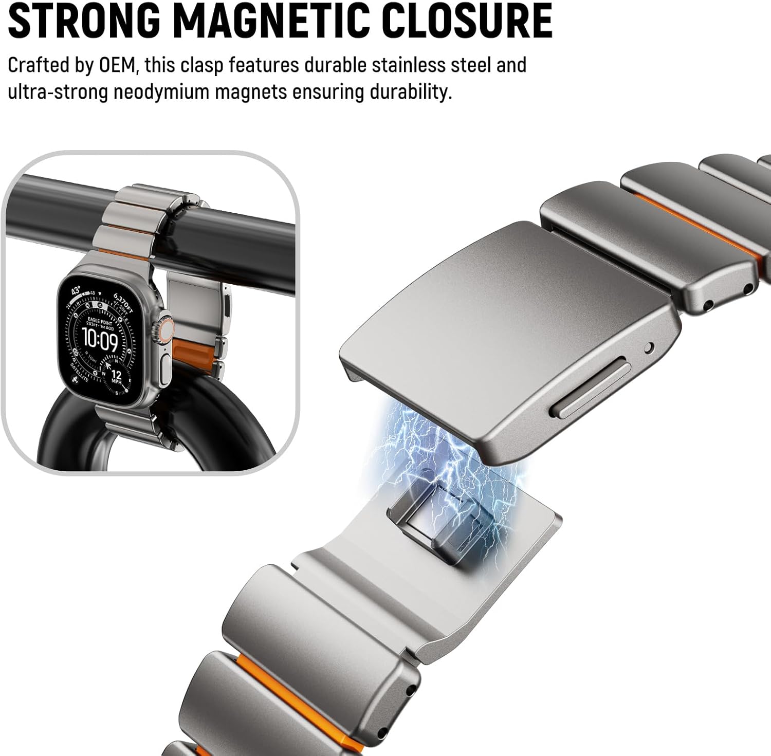 KADES Grade 2 Titanium Silicone Link Bands for Apple Watch Ultra 3/2/1 49mm 46mm 45mm 44mm, Magnetic Clasp Sport Metal Bracelet for iWatch Series 11 10 9 8 7 6 5 4 SE for Men Women