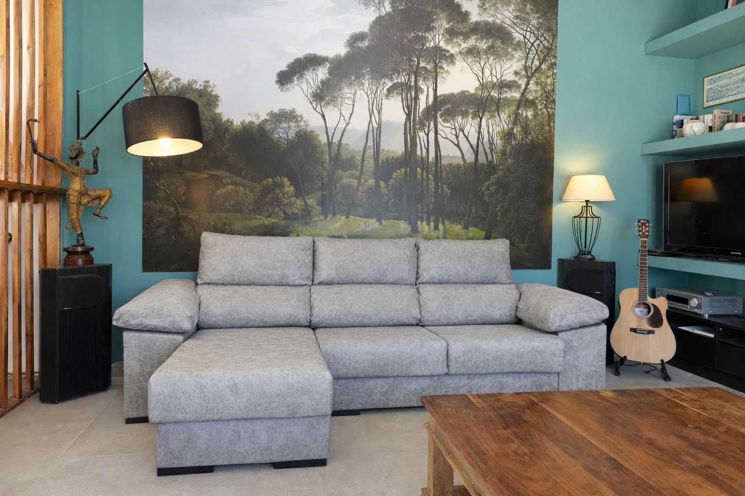 DUPI Sofá Chaiselongue Sleep Pro | Arcón Reversible Izquierda/Derecha | 265x96x148 cm | Gris