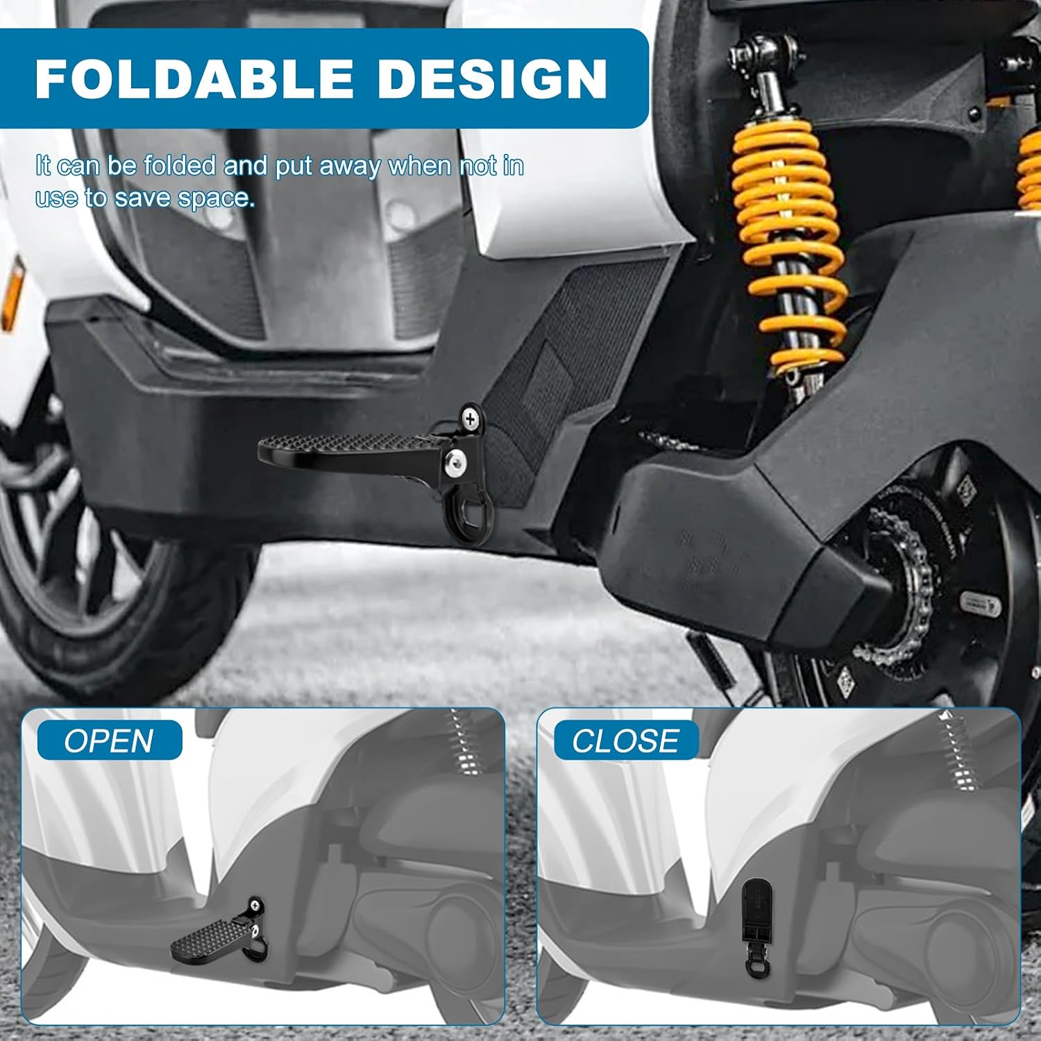 Foldable Bike Rear Foot Pegs, Aluminum Alloy Bicycle Rear Axle Footrests