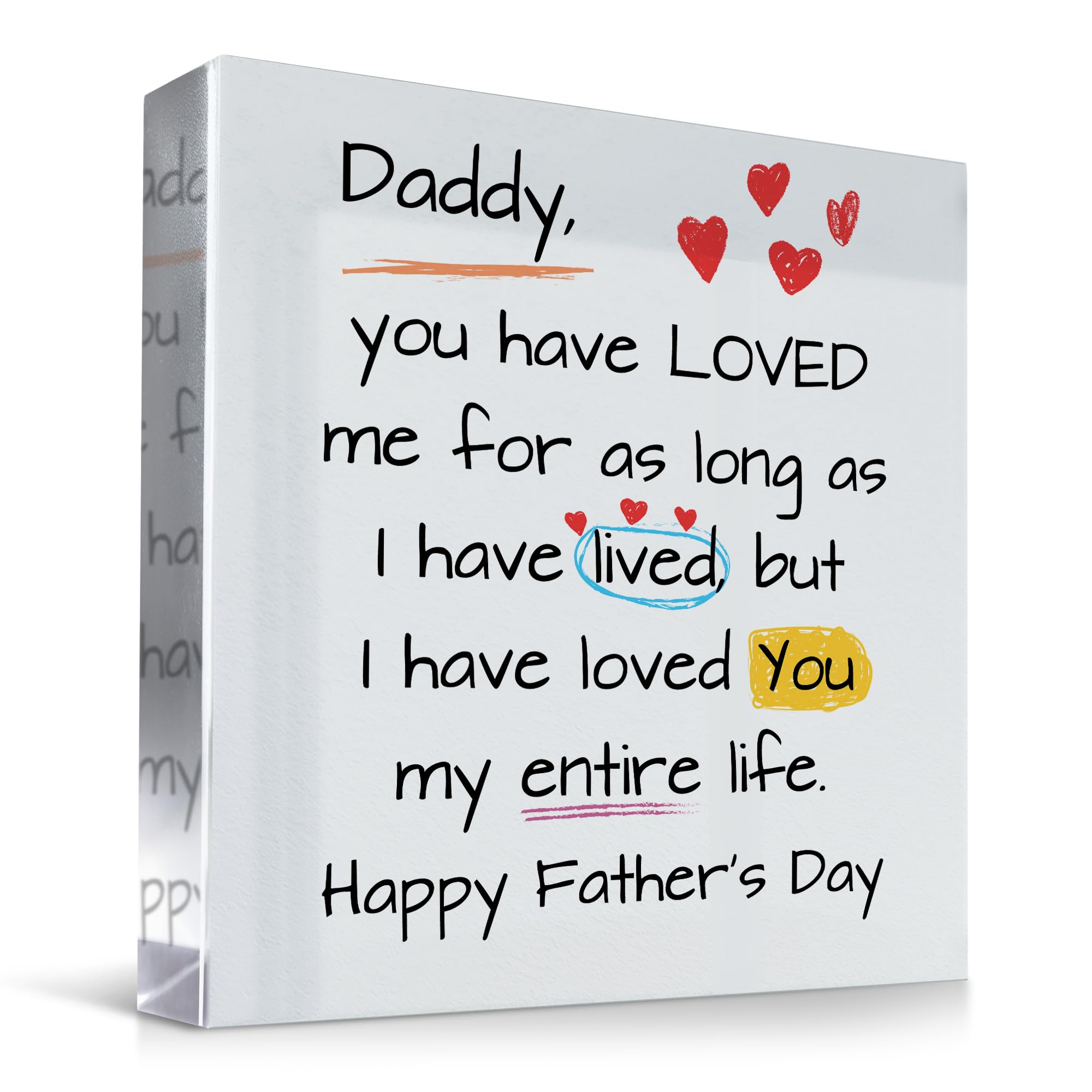 Red Ocean Gift For Daddy For Fathers Day Clear Block THANK YOU GIFTS Daddy Gift From Daughter Son Fathers Day New Daddy Gifts Keepsake Gift For New Daddy