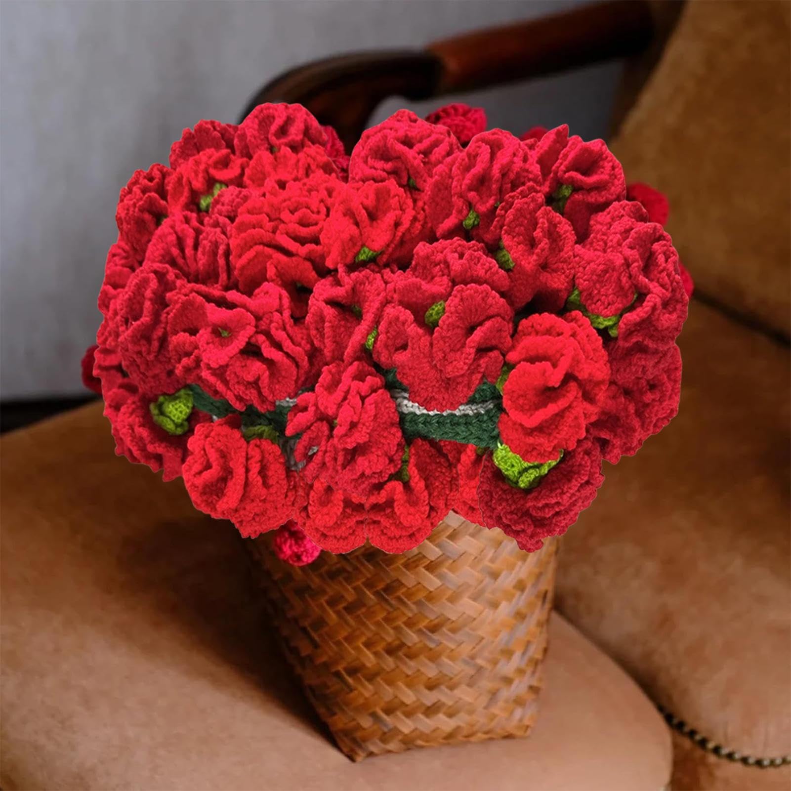 Häkel Blumenstrauß Decke Nelkenblüten-Streicheldecke Wohndeko | Romantischer Boho Charme Deko Für Wohnzimmer Kaminbank