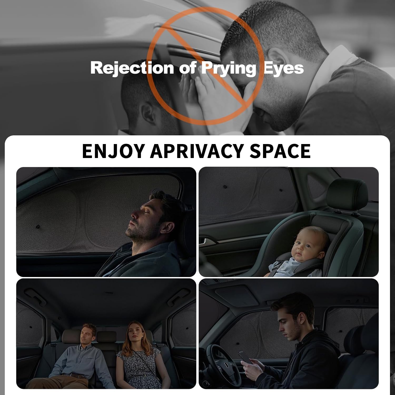 CENFUN Car Window Privacy Sunshade Tesla Model Y 2020-2024 with Certified UV-Protection 8 Pack Side Window Curtains Full Cover Keeps Cooler for Breastfeeding/Napping/Outdoor Camping, Gray