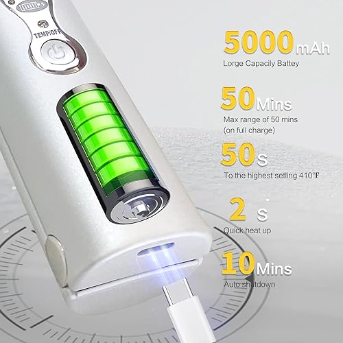 Miniatura 4 de Alisadores de pelo inalámbricos de 5000 mAh de largo alcance de titanio, portátil, plancha plana inalámbrica, mini alisador de pelo 2 en 1 para
