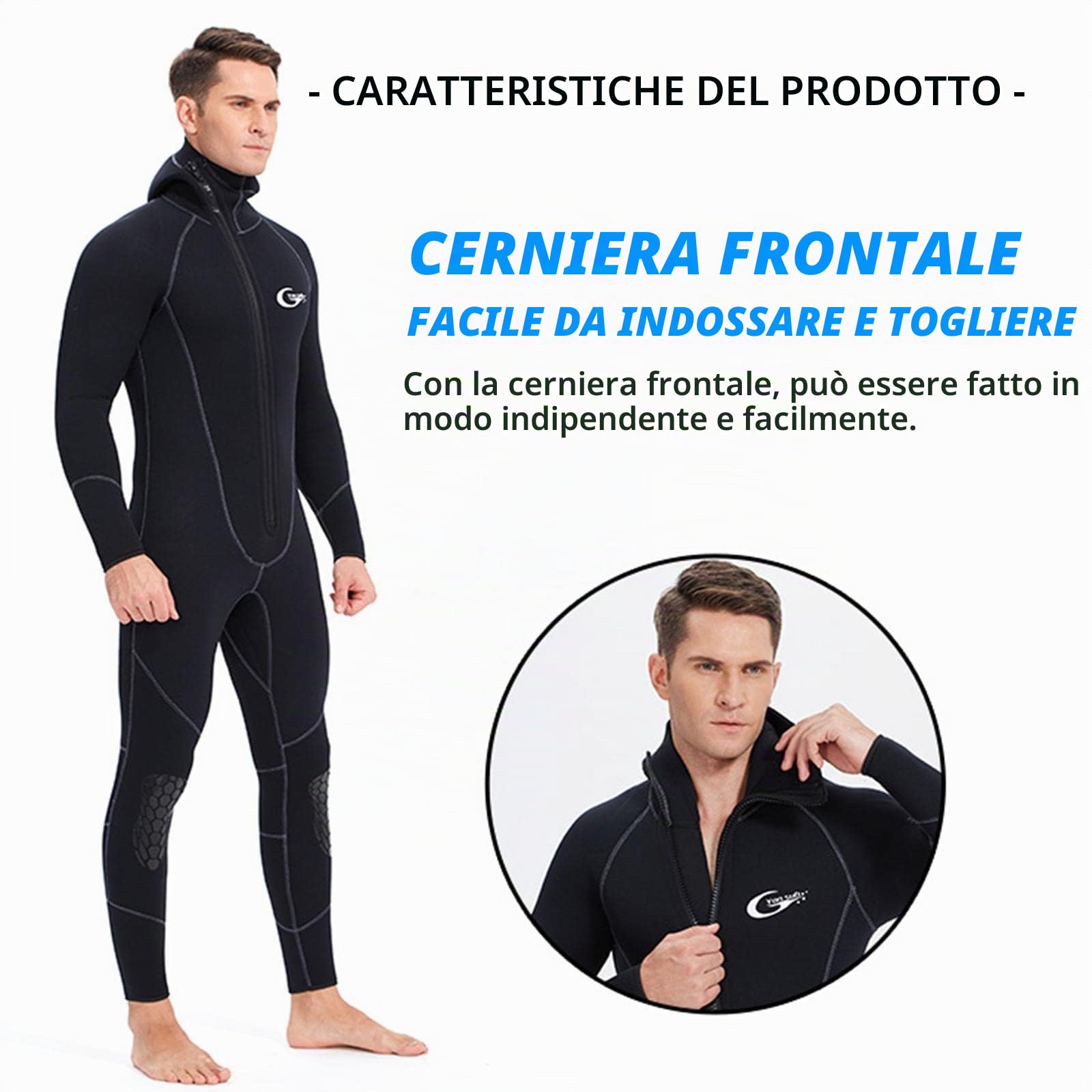 F Fityle Muta da uomo Muta in neoprene 5mm Muta da sub - XL