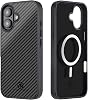 MONOCARBON リアル3Kカーボンファイバーケース iPhone 16 Plus用 ミリタリーグレード 6.7インチ 落下防止 ハードカバー MagSafe対応 高耐久ケース カメラ保護&ラップエッジ付き