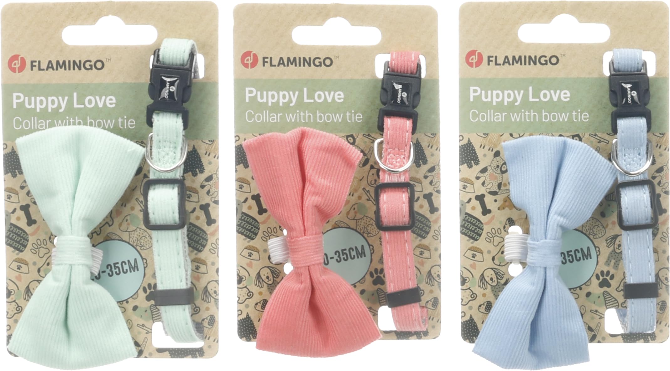 Dog Collar Puppy with bow tie Elfi Multiple colours XS 20-35cm 10mm