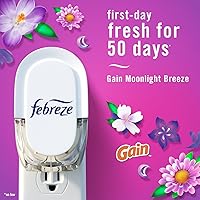 Vista 8 de Febreze Ambientador que combate el olor Defy PLUG, Gain Moonlight Breeze, Gain Original, 0.87 onzas líquidas. Recambios de aceite, 4 repuestos
