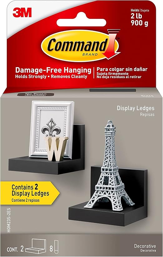 Command Display Floating Wall Shelves, 2 Ledges 8 Strips, DamageFree