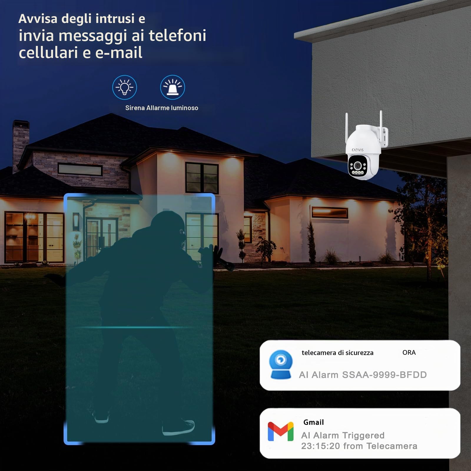 4K 8MP Telecamera Wi-Fi Esterno, 2,4/5Ghz, IP Videocamera Sorveglianza Rilevamento Persone, Auto Tracking Allarme Luce Rossa-Blu Visione Notturna a Colori 40m PTZ 2-Audio IP66 (Version 2.0)