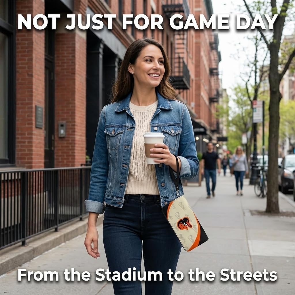 Littlearth MLB Baltimore Orioles Curve Zip Organizer Wallet, Wristlet and Wallet in One, Team Color, 8 x 4 x 1 Inches